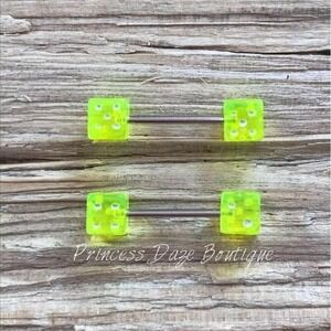 Neon Yellow Dice Nipple Ring Set